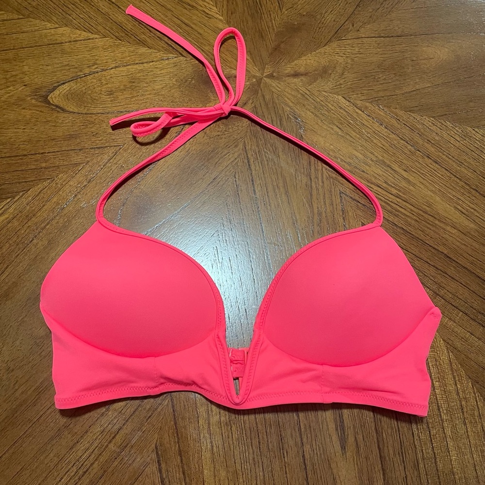 PINK Neon Halter Bikini Top Size Small